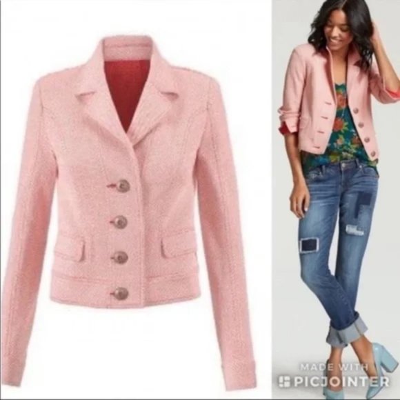 CAbi Jackets & Blazers - CABI Women's Amelia Knit Blazer Jacket Size Medium Pink Shrimp 5301